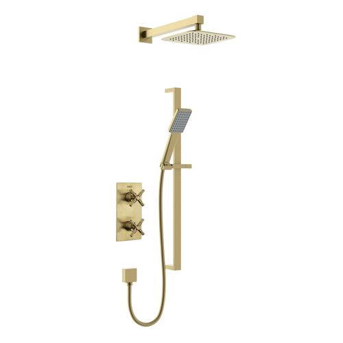 Bristan Cruzar Thermostatic Shower Pack With Slide Rail Kit (Brushed Brass).