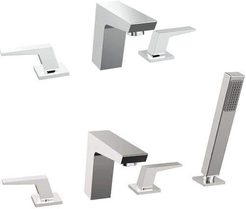 Bristan Sail 3 Hole Basin & 4 Hole Bath Shower Mixer Tap Pack (Chrome).