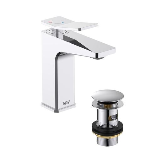 Bristan Tangram Eco Start Basin Mixer Tap With Clicker Waste (Chrome).
