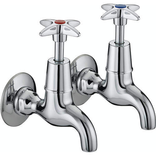 Bristan Kitchen Wall Mounted Kitchen Bib Taps (Pair, Chrome).