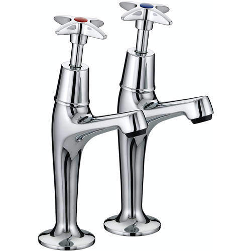 Bristan Kitchen High Neck Pillar Kitchen Taps (Pair, Chrome).