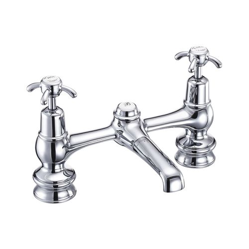 Burlington Anglesey 2 Hole Basin Mixer Tap With Waste (Chrome & Medici).