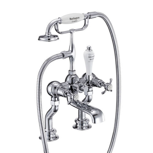 Burlington Anglesey Bath Shower Mixer Tap With Kit (Chrome & White).