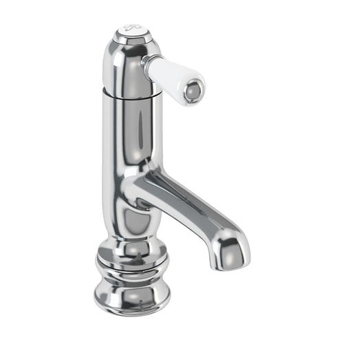 Burlington Chelsea Regent Straight Basin Mixer Tap (Chrome & White).