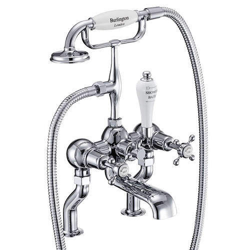 Burlington Claremont Bath Shower Mixer Tap With Kit (Chrome & White).