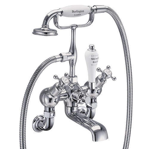 Burlington Claremont Wall Mounted Angled BSM Tap (Chrome & White).