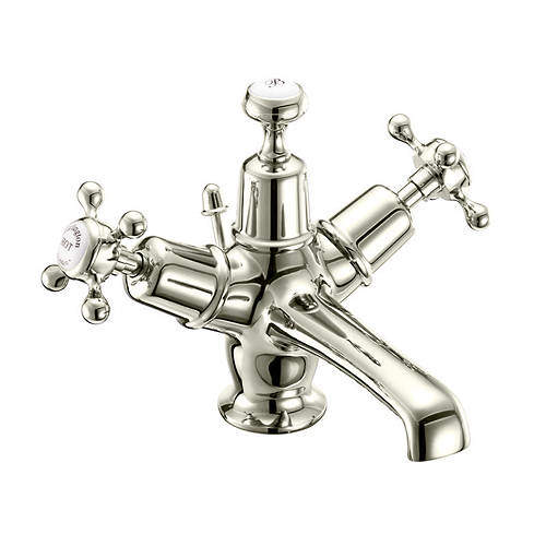 Burlington Claremont Basin Tap With Pop Up Waste (Nickel & White).