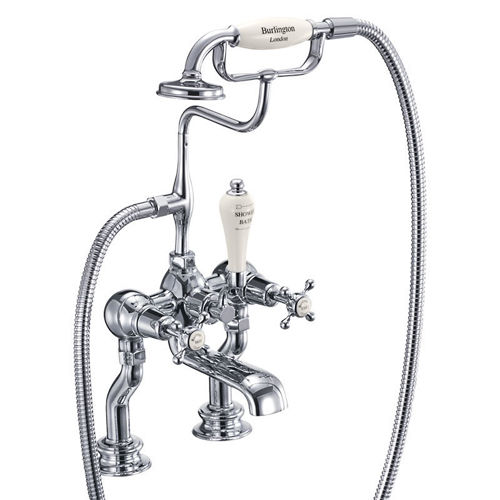 Burlington Claremont Bath Shower Mixer Tap With Kit (Chrome & Medici).