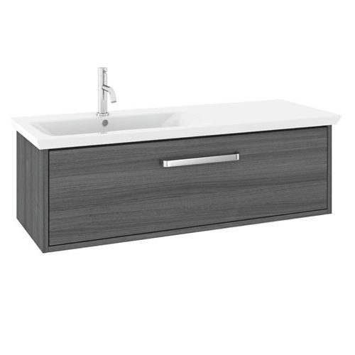 Crosswater Arena Vanity Unit With Ceramic Basin (1000mm, Steelwood, LH).