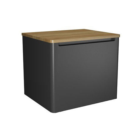 Crosswater Artist Vanity Unit With Oak Top (600mm, Onyx Black).