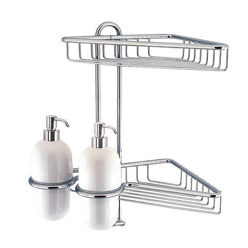 Crosswater Solo Corner Wire Basket With Ceramic Dispensers (Chrome).
