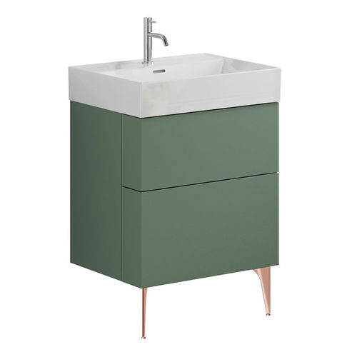 Crosswater Avenue Wall Vanity Unit With Bronze Legs (600mm, Green, 1TH).