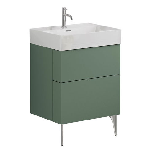 Crosswater Avenue Wall Vanity Unit With Chrome Legs (600mm, Green, 1TH).