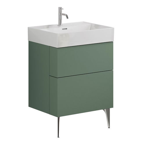 Crosswater Avenue Wall Vanity Unit With Slate Legs (600mm, Green, 1TH).