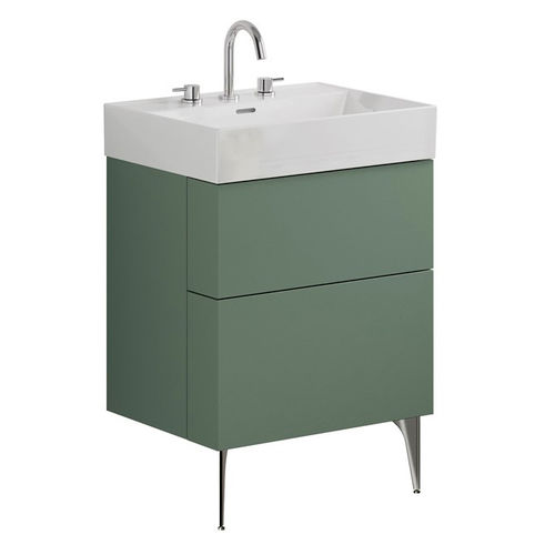 Crosswater Avenue Wall Vanity Unit With Slate Legs (600mm, Green, 3TH).