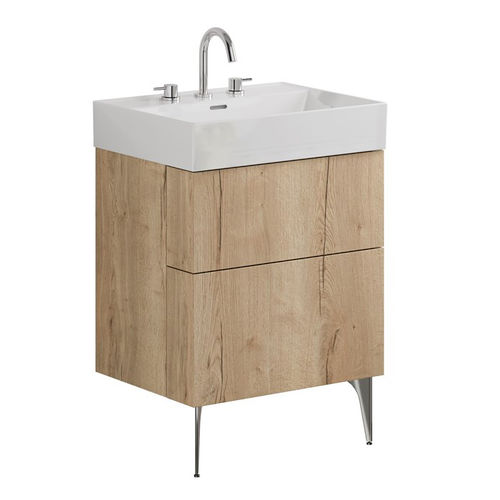 Crosswater Avenue Wall Vanity Unit With Slate Legs (600mm, Oak, 3TH).