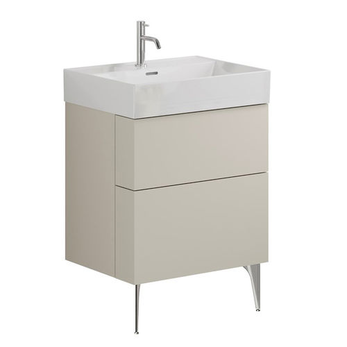 Crosswater Avenue Wall Vanity Unit With Chrome Legs (600mm, Stone, 1TH).