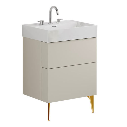 Crosswater Avenue Wall Vanity Unit With Bronze Legs (600mm, Stone, 3TH).