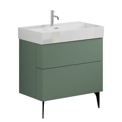 Crosswater Avenue Wall Vanity Unit With Black Legs (800mm, Green, 1TH).