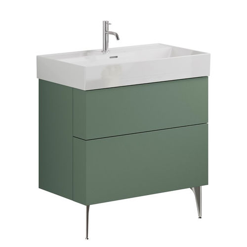 Crosswater Avenue Wall Vanity Unit With Slate Legs (800mm, Green, 1TH).