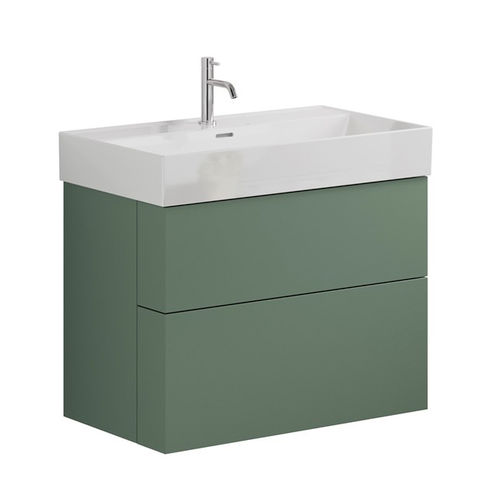 Crosswater Avenue Wall Hung Vanity Unit With Basin (800mm, Green, 1TH).