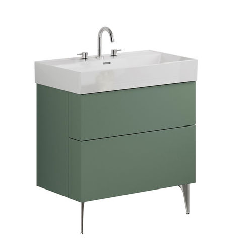 Crosswater Avenue Wall Vanity Unit With Slate Legs (800mm, Green, 3TH).