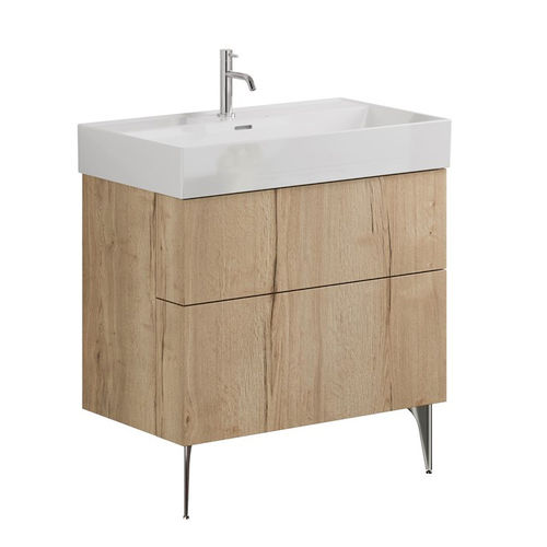 Crosswater Avenue Wall Vanity Unit With Slate Legs (800mm, Oak, 1TH).