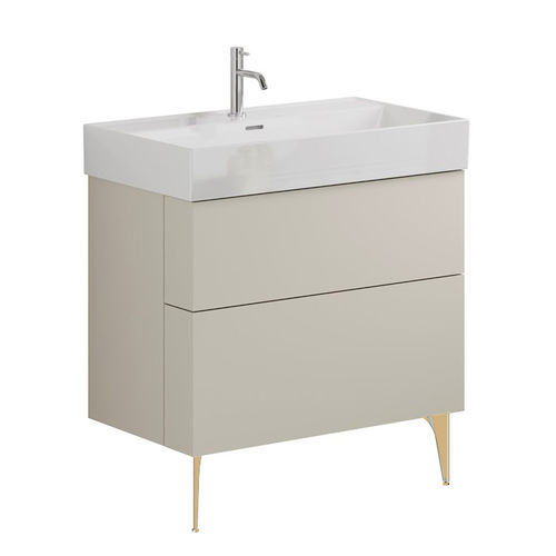 Crosswater Avenue Wall Vanity Unit With Brass Legs (800mm, Stone, 1TH).