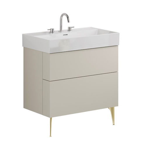 Crosswater Avenue Wall Vanity Unit With Brass Legs (800mm, Stone, 3TH).