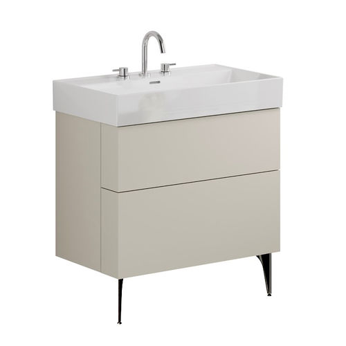 Crosswater Avenue Wall Vanity Unit With Black Legs (800mm, Stone, 3TH).