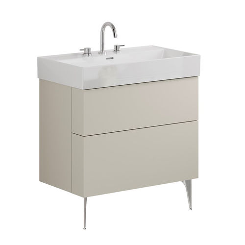 Crosswater Avenue Wall Vanity Unit With Steel Legs (800mm, Stone, 3TH).