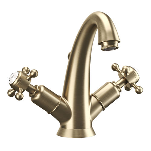 Crosswater Belgravia Highneck Basin Mixer Tap (Crosshead, Brushed Brass).