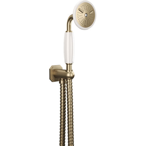 Crosswater Belgravia Shower Handset, Wall Outlet & Hose (Brushed Brass).