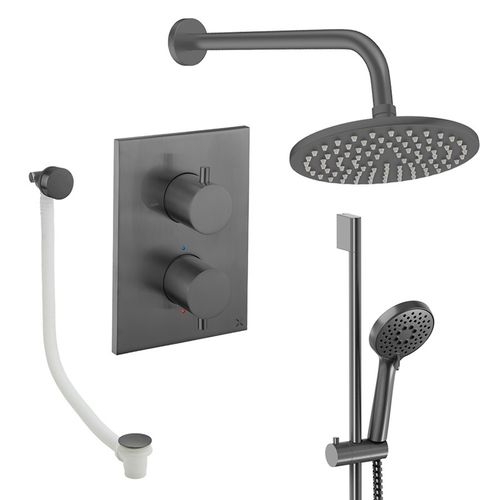 Crosswater MPRO Crossbox Shower Set 10 200mm Head & Wall Arm (Slate).