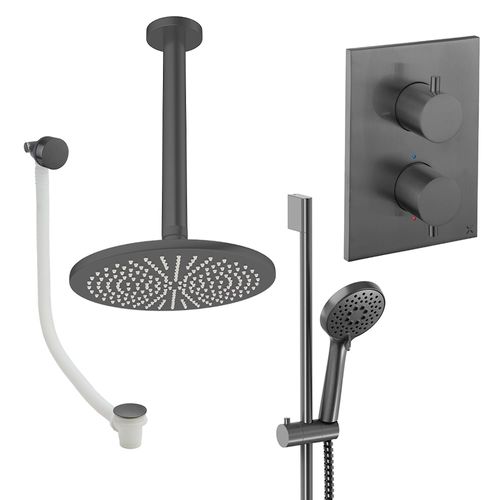 Crosswater MPRO Crossbox Shower Set 10 300mm Head & Ceiling Arm (Slate).