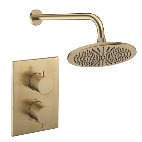 Crosswater MPRO Crossbox Shower Set 1 300mm Head & Wall Arm (Brushed Brass).