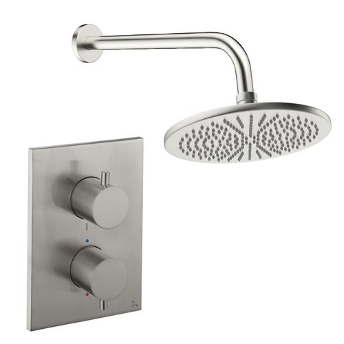 Crosswater MPRO Crossbox Shower Set 1 300mm Head & Wall Arm (Brushed Nickel).