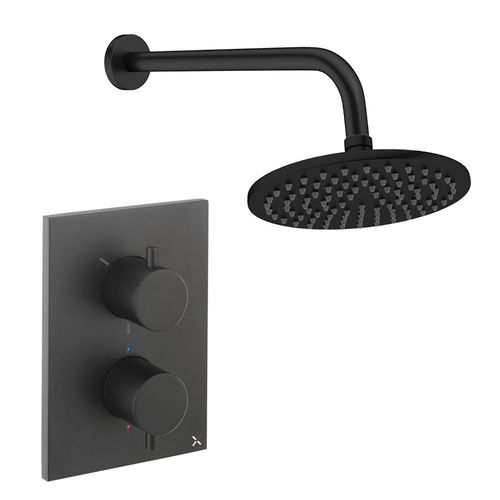 Crosswater MPRO Crossbox Shower Set 1 200mm Head & Wall Arm (Matt Black).
