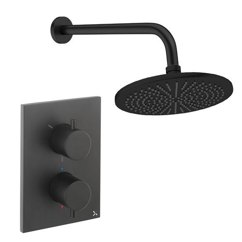 Crosswater MPRO Crossbox Shower Set 1 300mm Head & Wall Arm (Matt Black).