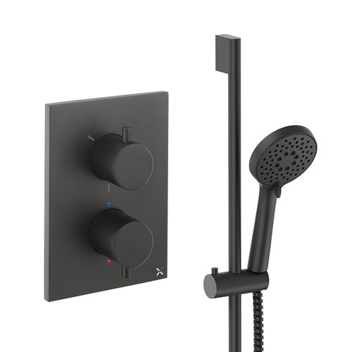 Crosswater MPRO Crossbox Shower Set 2 With Slide Rail Kit (Matt Black).