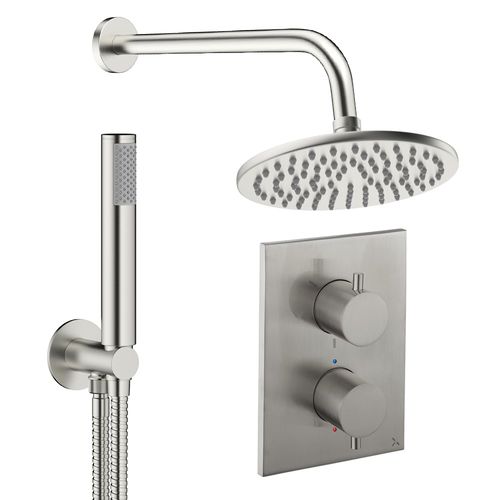 Crosswater MPRO Crossbox Shower Set 3 300mm Head & Handset (Brushed Nickel).