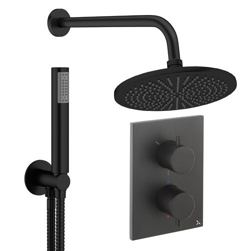 Crosswater MPRO Crossbox Shower Set 3 300mm Head & Handset (Matt Black).