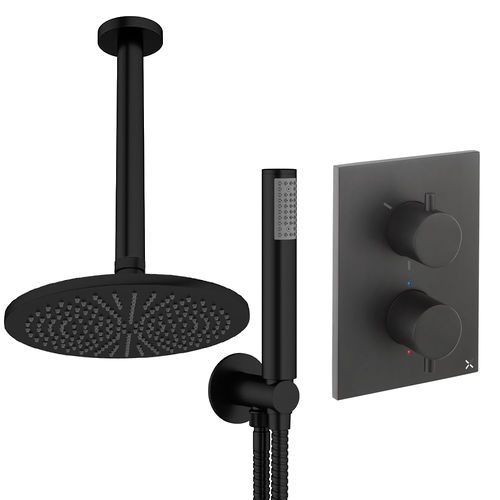 Crosswater MPRO Crossbox Shower Set 3 300mm Head & Handset (Matt Black).