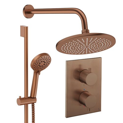 Crosswater MPRO Crossbox Shower Set 4 300mm Head & Slide Rail Kit (Brushed Bronze).