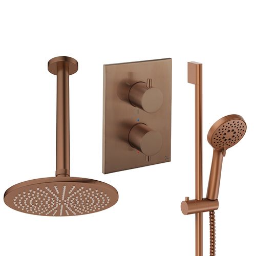 Crosswater MPRO Crossbox Shower Set 4 300mm Head & Slide Rail Kit (Brushed Bronze).