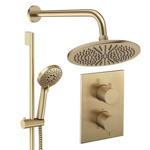 Crosswater MPRO Crossbox Shower Set 4 300mm Head & Slide Rail Kit (Brushed Brass).