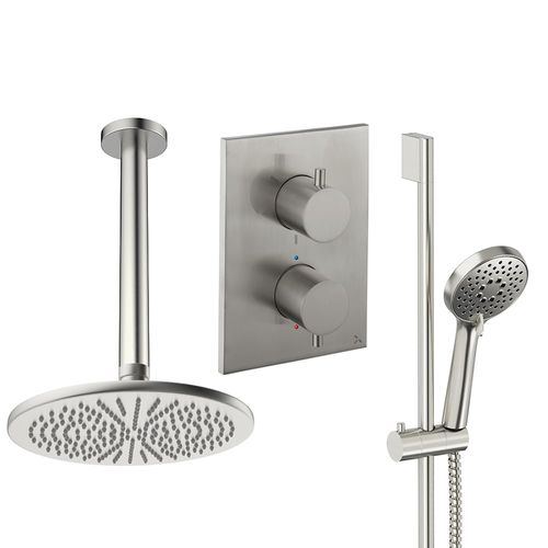 Crosswater MPRO Crossbox Shower Set 4 300mm Head & Slide Rail Kit (Brushed Nickel).