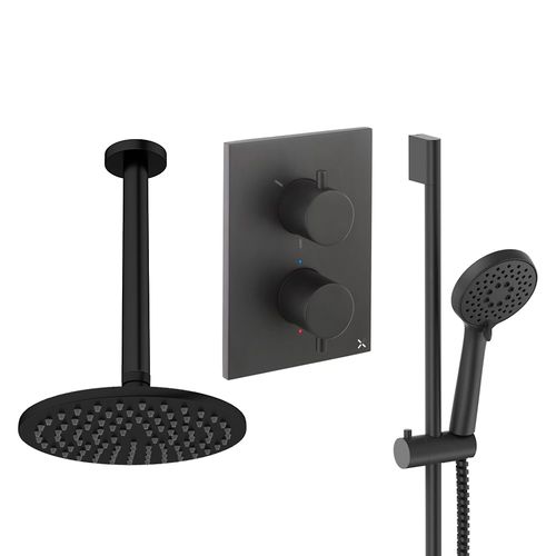 Crosswater MPRO Crossbox Shower Set 4 200mm Head & Slide Rail Kit (Matt Black).