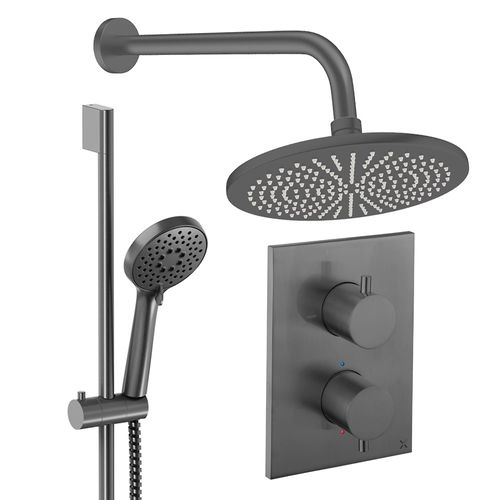 Crosswater MPRO Crossbox Shower Set 4 300mm Head & Slide Rail Kit (Slate).