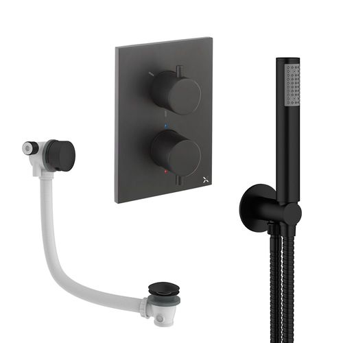 Crosswater MPRO Crossbox Shower Set 5 With Handset & Bath Filler (Matt Black).